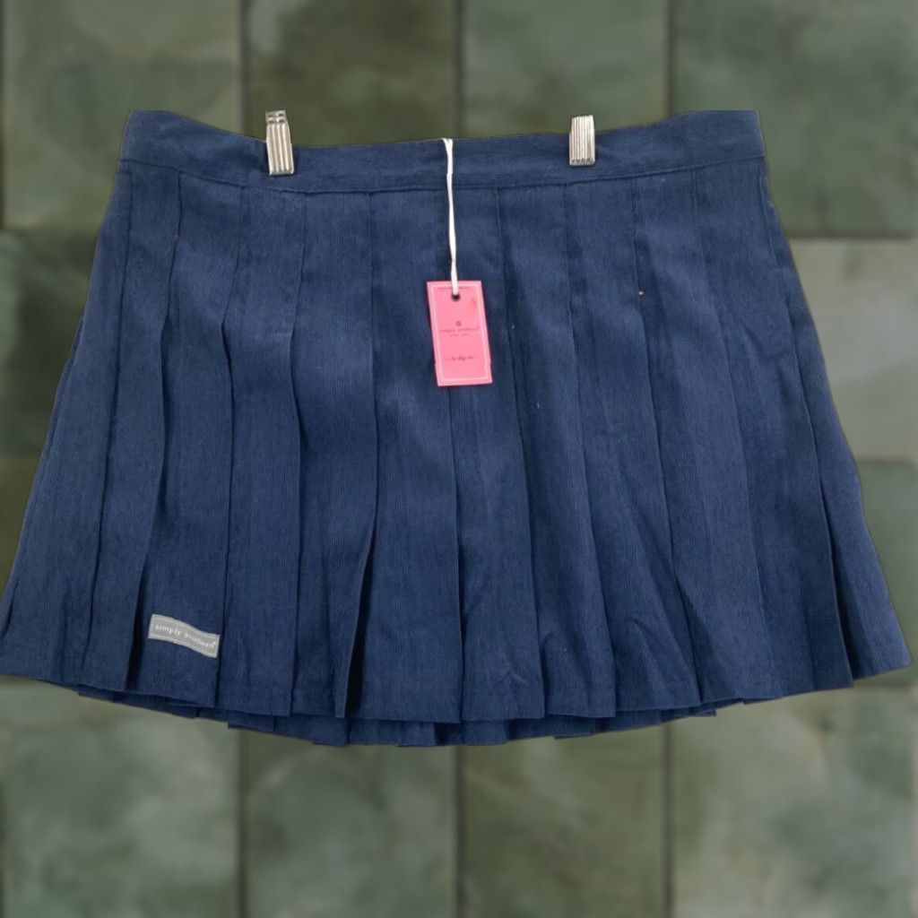 Vintage Simply Southern Collection Blue Pleated Short Skirt Womens XL New Size 40" / US 18 - 1 Thumbnail