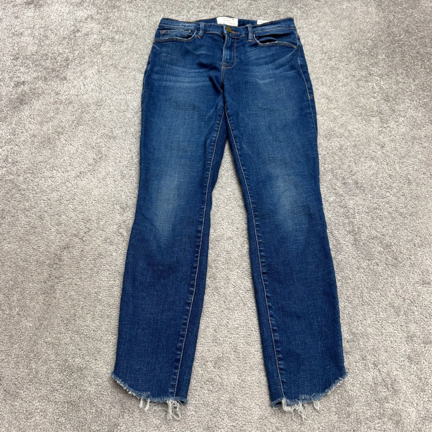 Frame Frame Le Skinny De Jeanne Crop Denim Jeans Womens 27 Work Wash Raw Frayed Hem Size 27" / US 4 / IT 40 - 2 Thumbnail
