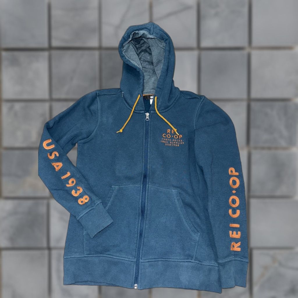 Vintage REI Women Hoodie Full Zip Hooded Pockets Blue Teal Small Size S Activewear Shirt/ Hoodie Size S / US 4 / IT 40 - 1 Thumbnail