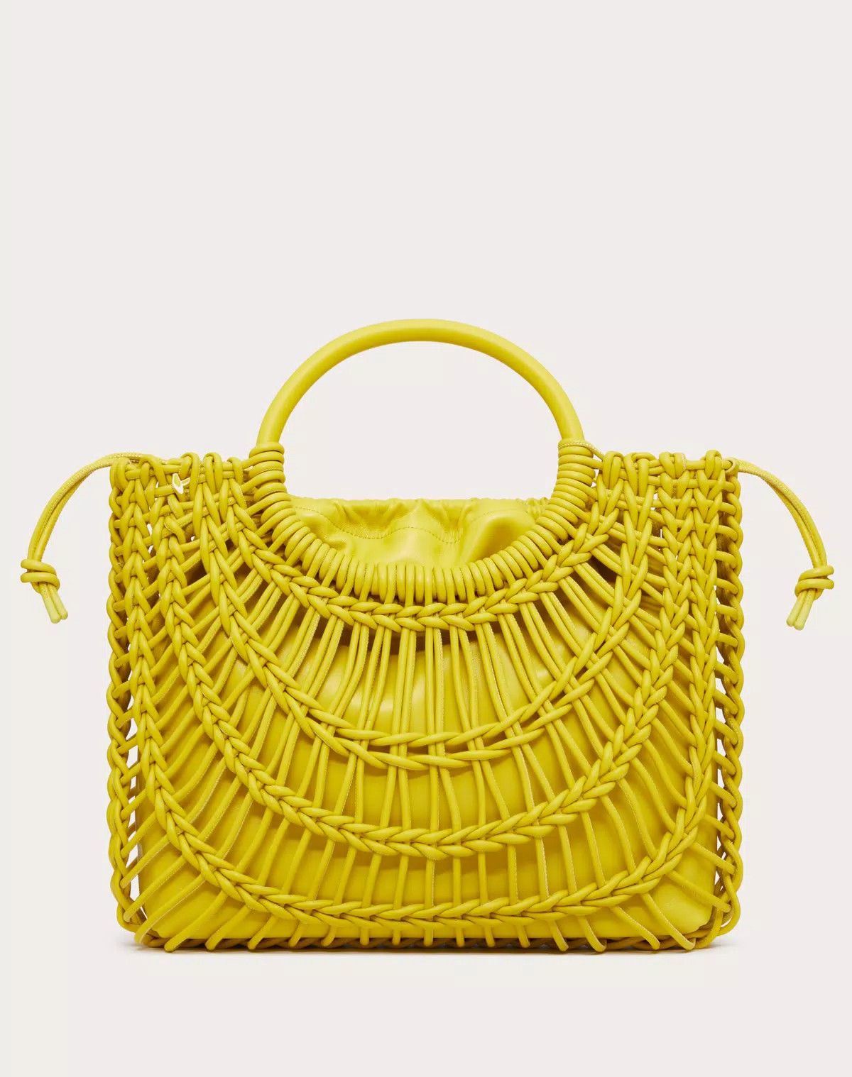 Valentino oc11z0725 Size:OS/Allknots Woven Leather Shopper in Yellow Size ONE SIZE - 3 Thumbnail