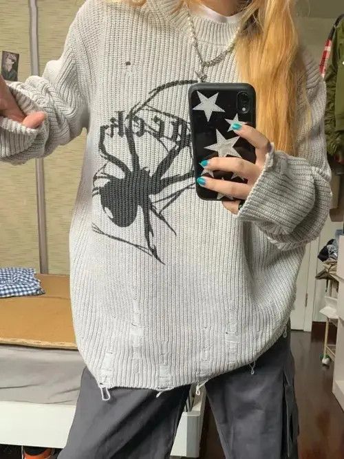 Japanese Brand × Vintage Milang girl Spider Print Harajuku Sweater Size ONE SIZE - 4 Thumbnail