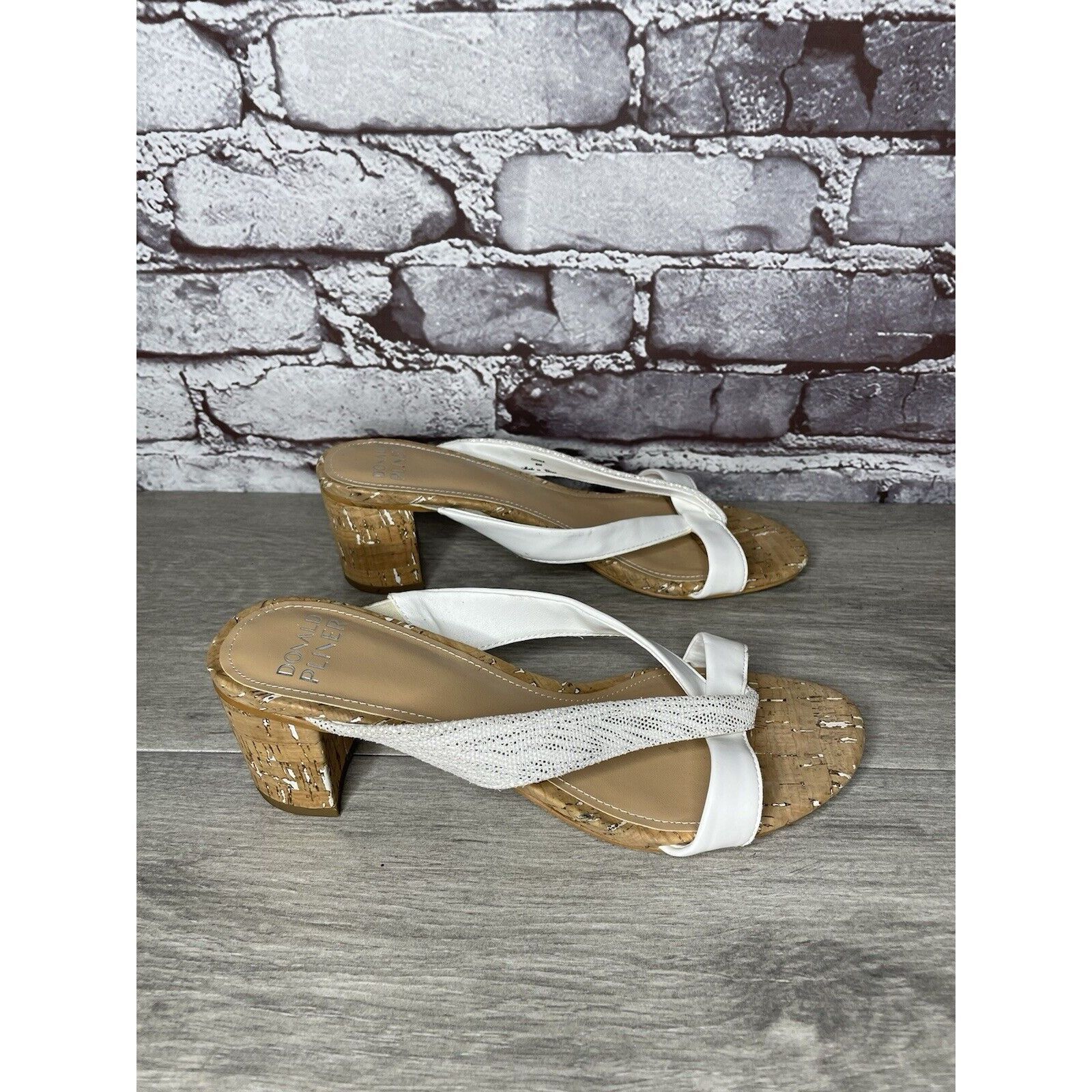 Donald Pliner Donald Pliner OONA White Leather Open Toe Cork Heel Sandals Size US 8 / IT 38 - 15 Thumbnail