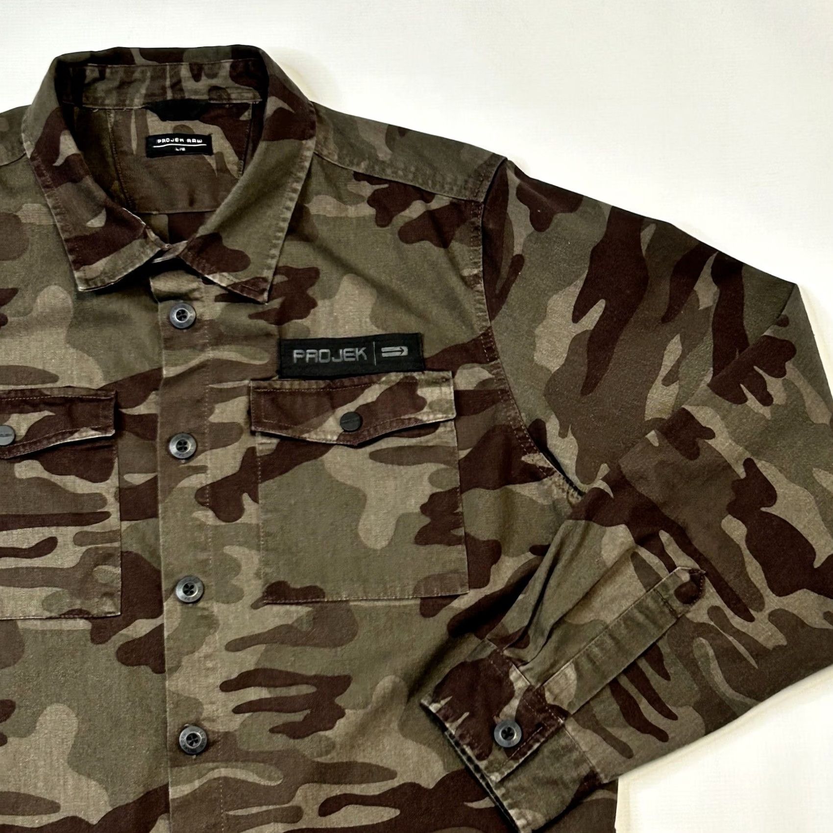 Vintage PROJEK RAW Camouflage Twill Shacket Jacket Men L Size US L / EU 52-54 / 3 - 3 Thumbnail