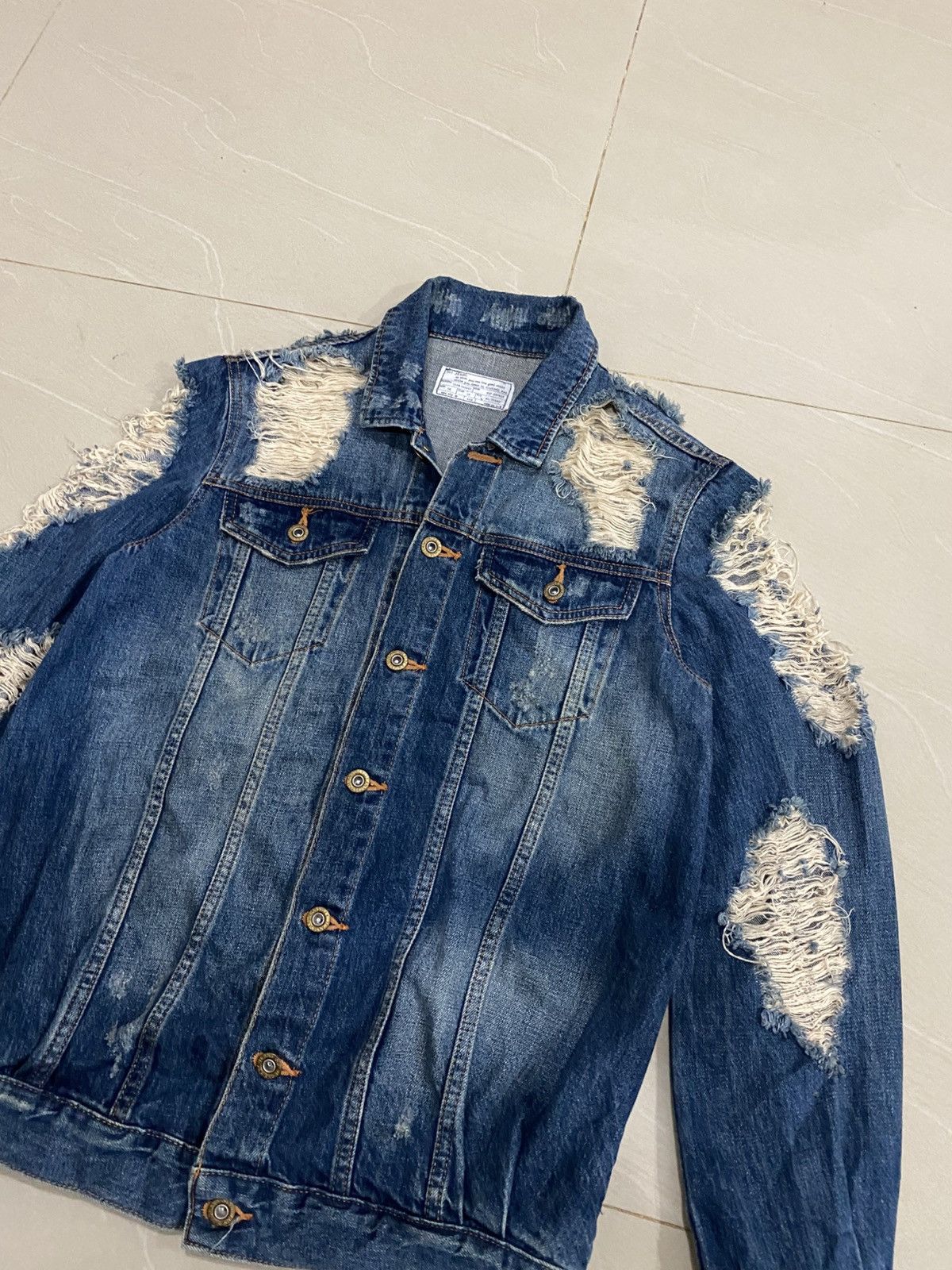Japanese Brand Rare SLY Jeans Distressed Jacket Size US M / EU 48-50 / 2 - 2 Thumbnail