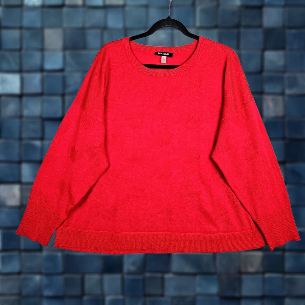 Vintage Cable & Gauge Red Long Sleeve Pull-over Sweater - Size 2X Size XXL / US 16-18 / IT 52-54 - 1 Thumbnail