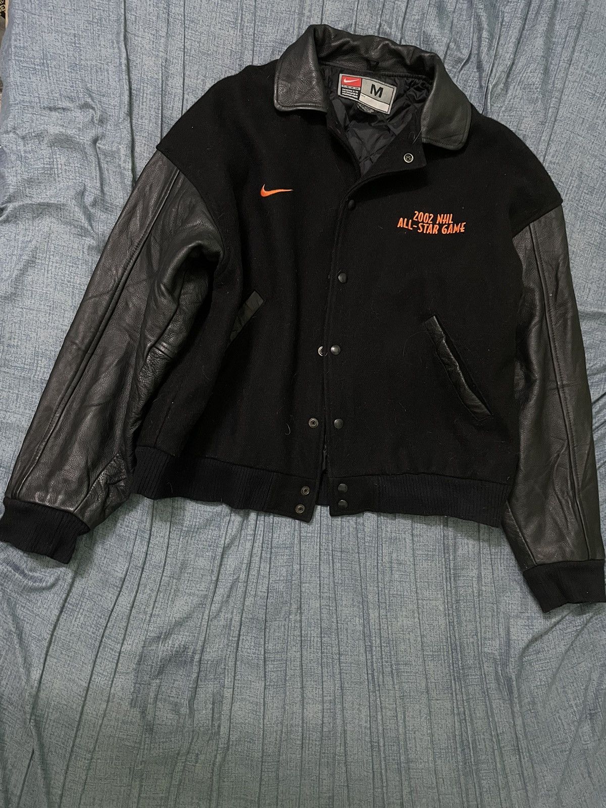 Varsity jacket nike y2k leather