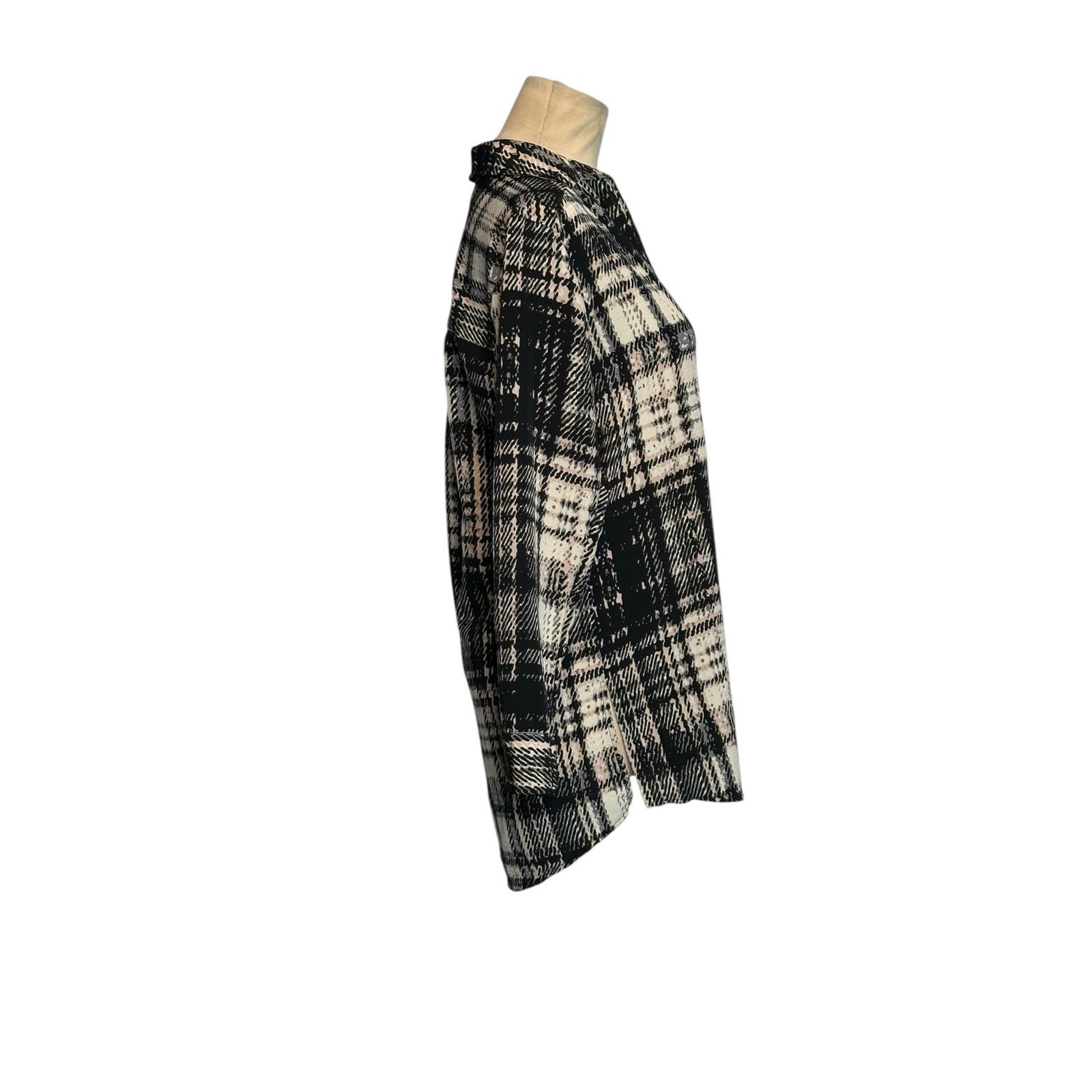 Topshop Topshop black plaid 3/4 sleeves buttoned blouse size 2P Size XS / US 0-2 / IT 36-38 - 6 Thumbnail