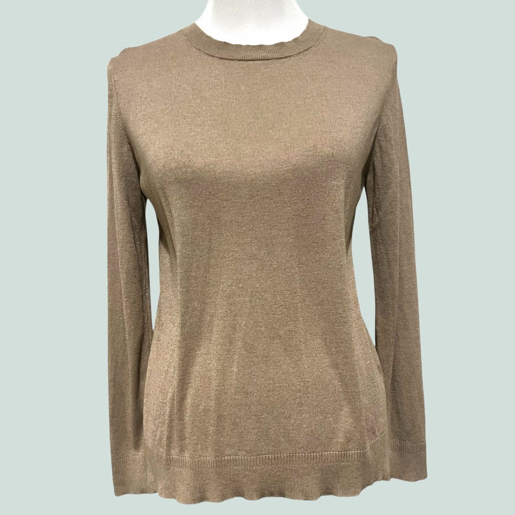 Banana Republic Banana Republic Womens Silk Cashmere Sweater Tan Crew Neck Lightweight Sz L Pullover Solid Long Sleeve Womens Size L / US 10 / IT 46 - 1 Thumbnail