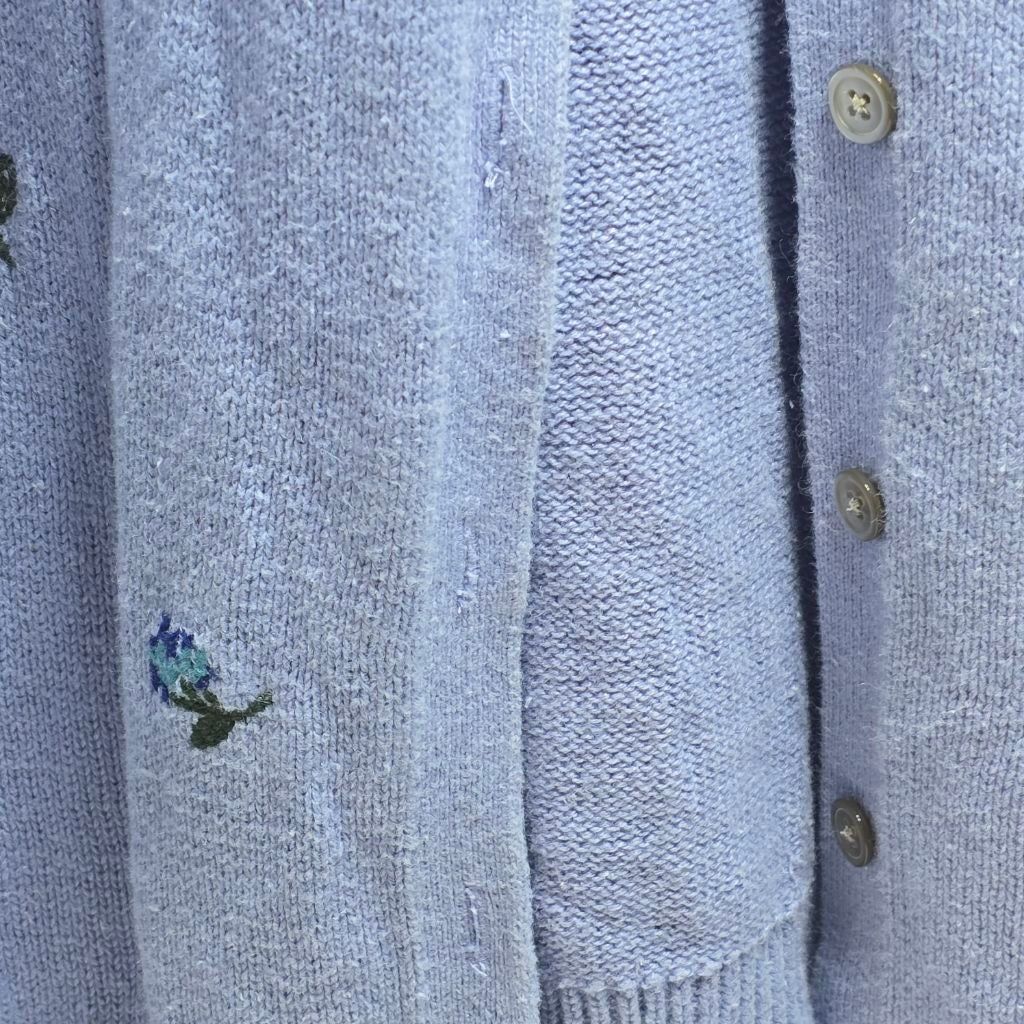The Unbranded Brand Women's Classic Elements Blue Floral Embroidered Cardigan L Size L / US 10 / IT 46 - 4 Thumbnail