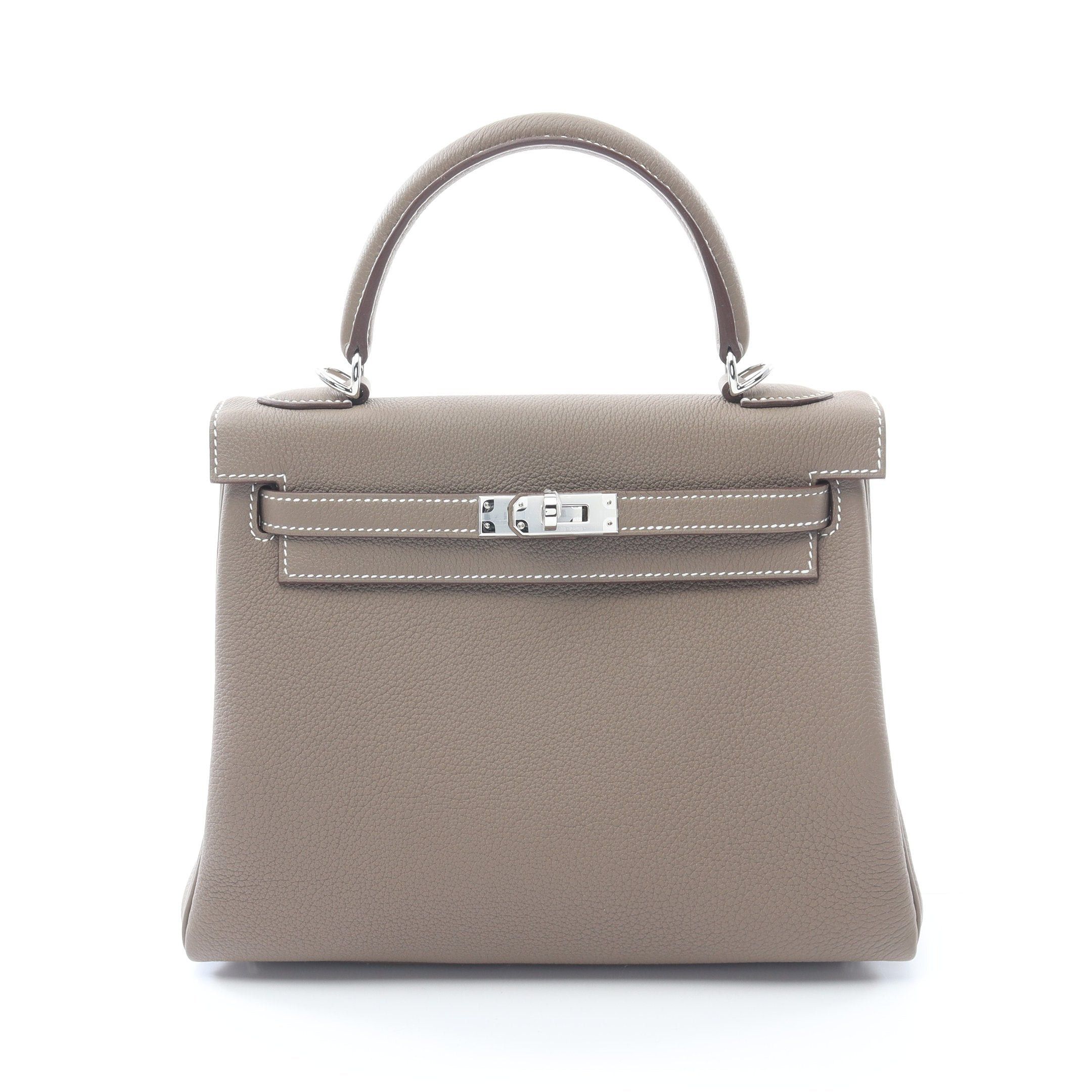 Hermes Hermes Kelly 25 Etoupe Handbag Togo Gray Brown Silver Hardware Inner Stitch Double Engraved Size ONE SIZE - 1 Thumbnail