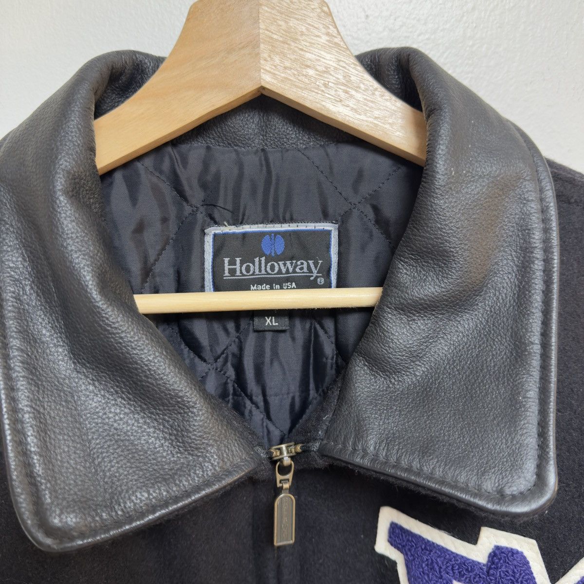 Holloway Vintage 90s Halloway Wool Leather Varsity Jacket XL Size US XL / EU 56 / 4 - 4 Thumbnail
