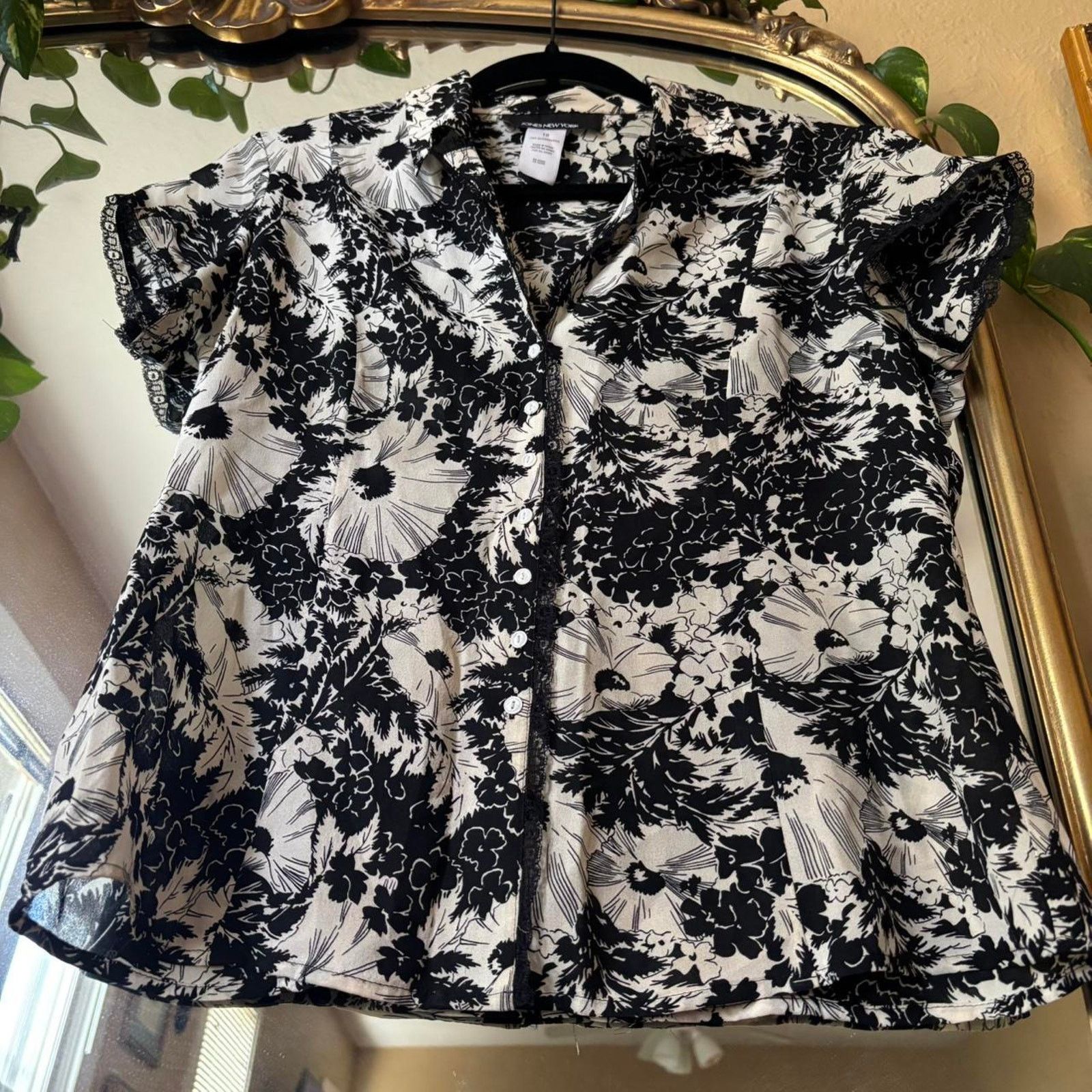 Jones New York Vintage Jones New York Poppy Silk Button Down Blouse 10 Size L / US 10 / IT 46 - 5 Thumbnail