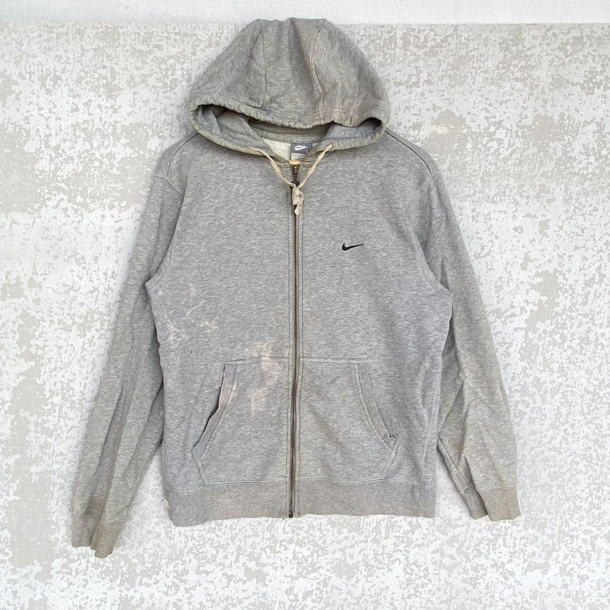 Vintage Nike Small Embroidered Hoodie Sweater Gray Color