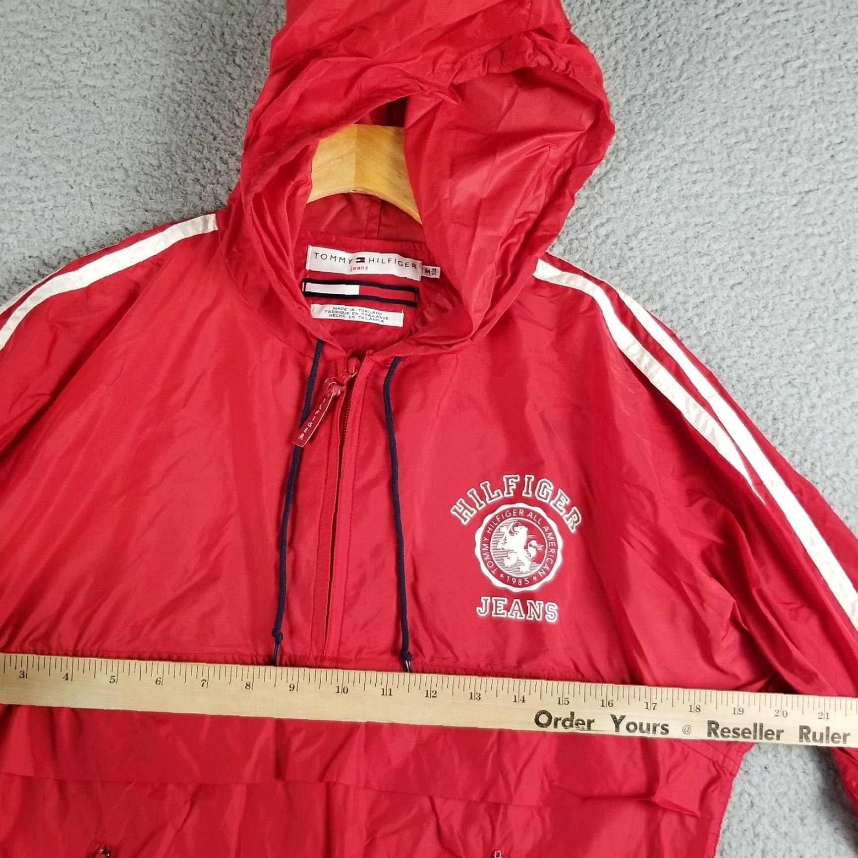 Tommy Hilfiger Tommy Hilfiger Jacket Windbreaker Convertible Women M Anorak Zip Closure Logo Breathable polyester microfiber solid red Size M / US 6-8 / IT 42-44 - 5 Thumbnail