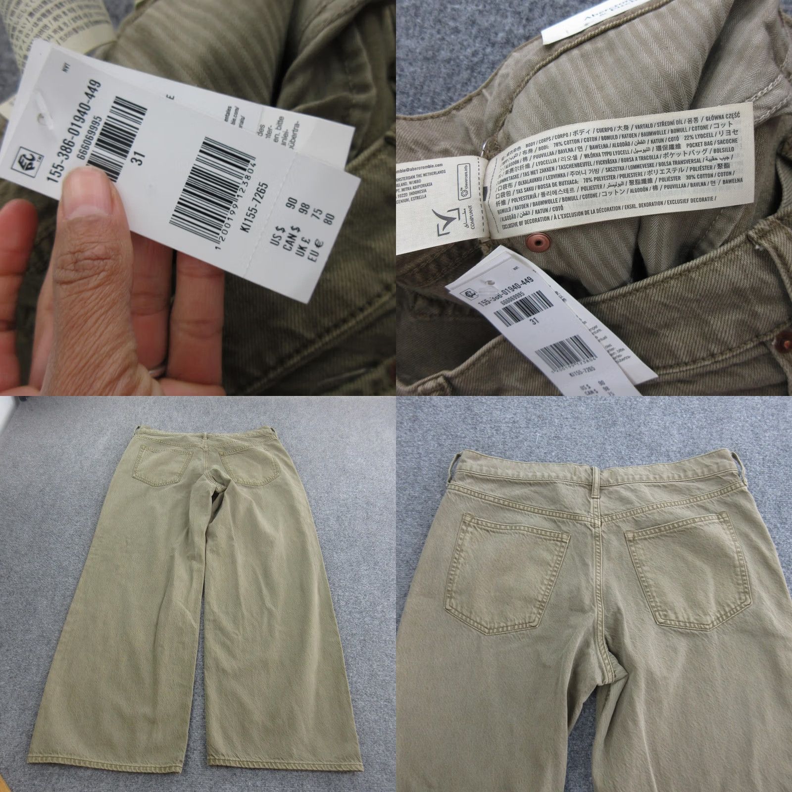 Abercrombie & Fitch Abercrombie & Fitch Jeans Womens 31x30 Beige Low Rise Ultra Loose Wide Leg Denim Size 24" / US 00 / IT 34 - 8 Thumbnail