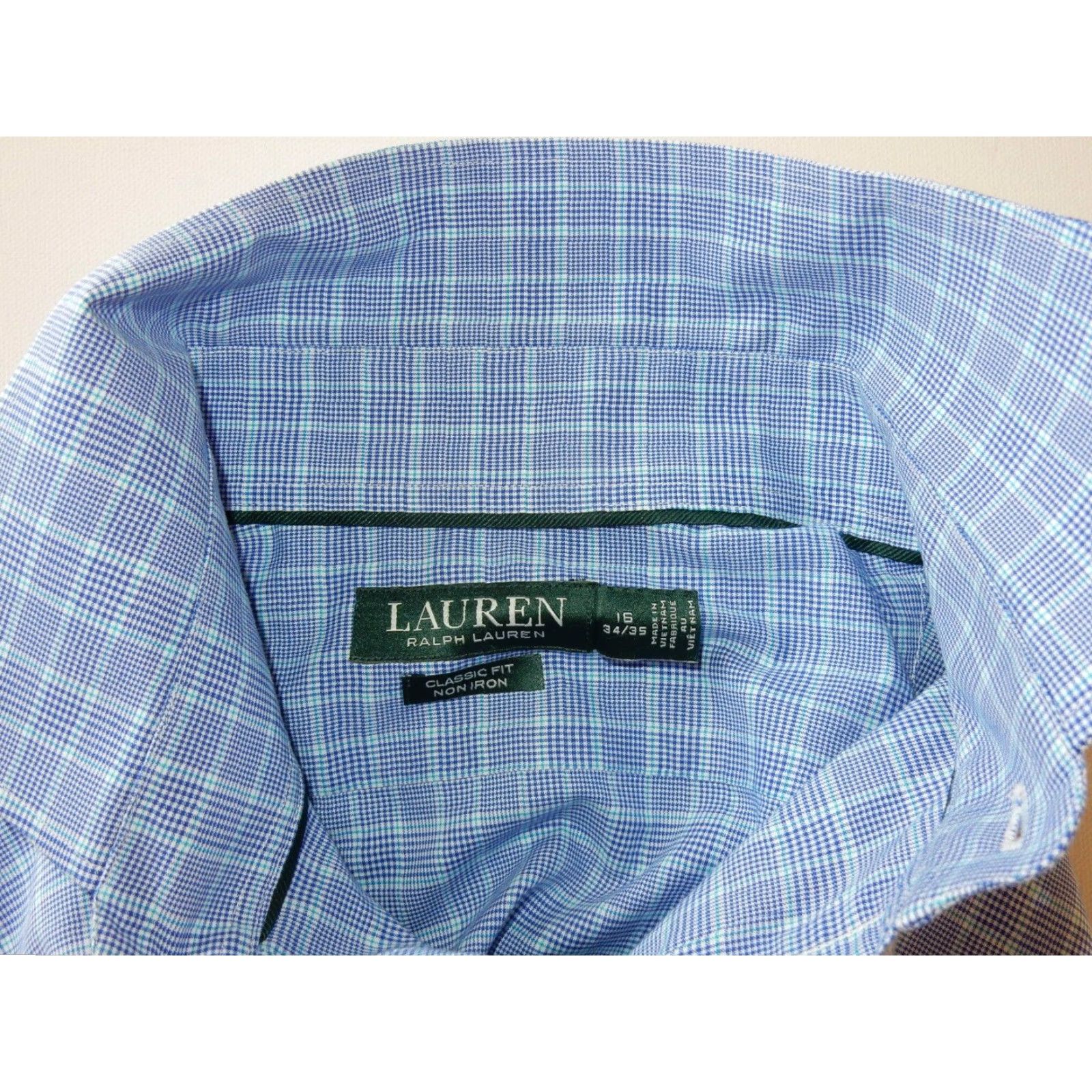 Ralph Lauren Vintage Ralph Lauren Men's Dress Shirt Plaid Size 16 Blue Long Sleeve Office Fashion Size 42R - 3 Thumbnail