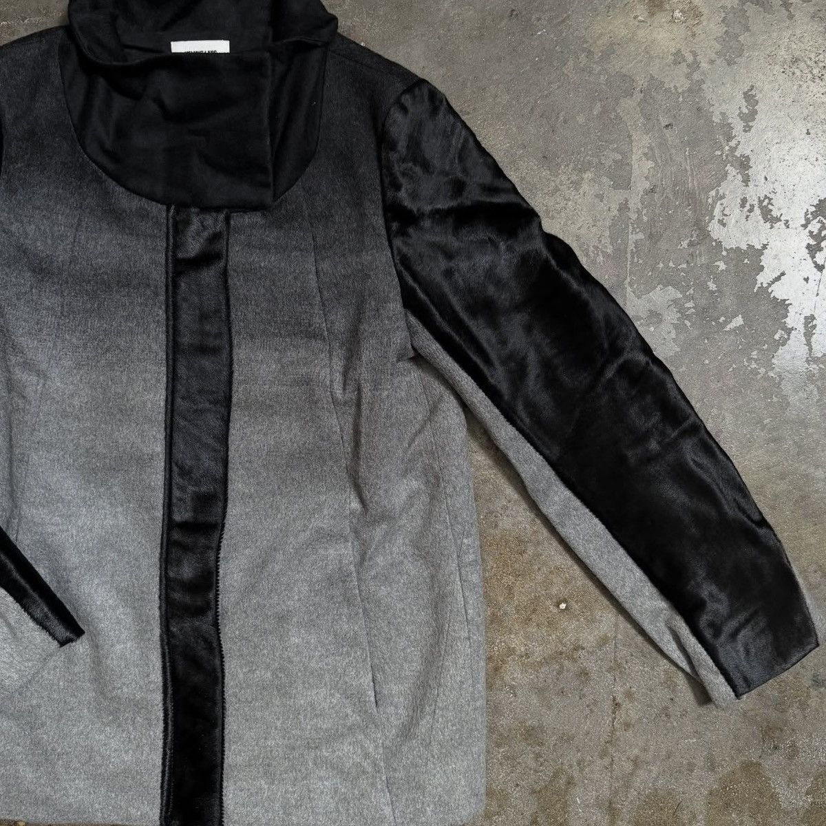 Helmut Lang HELMUT LANG OMBRÉ GREY/ BLACK WOOL CALF HAIR JACKET - S Size S / US 4 / IT 40 - 4 Thumbnail
