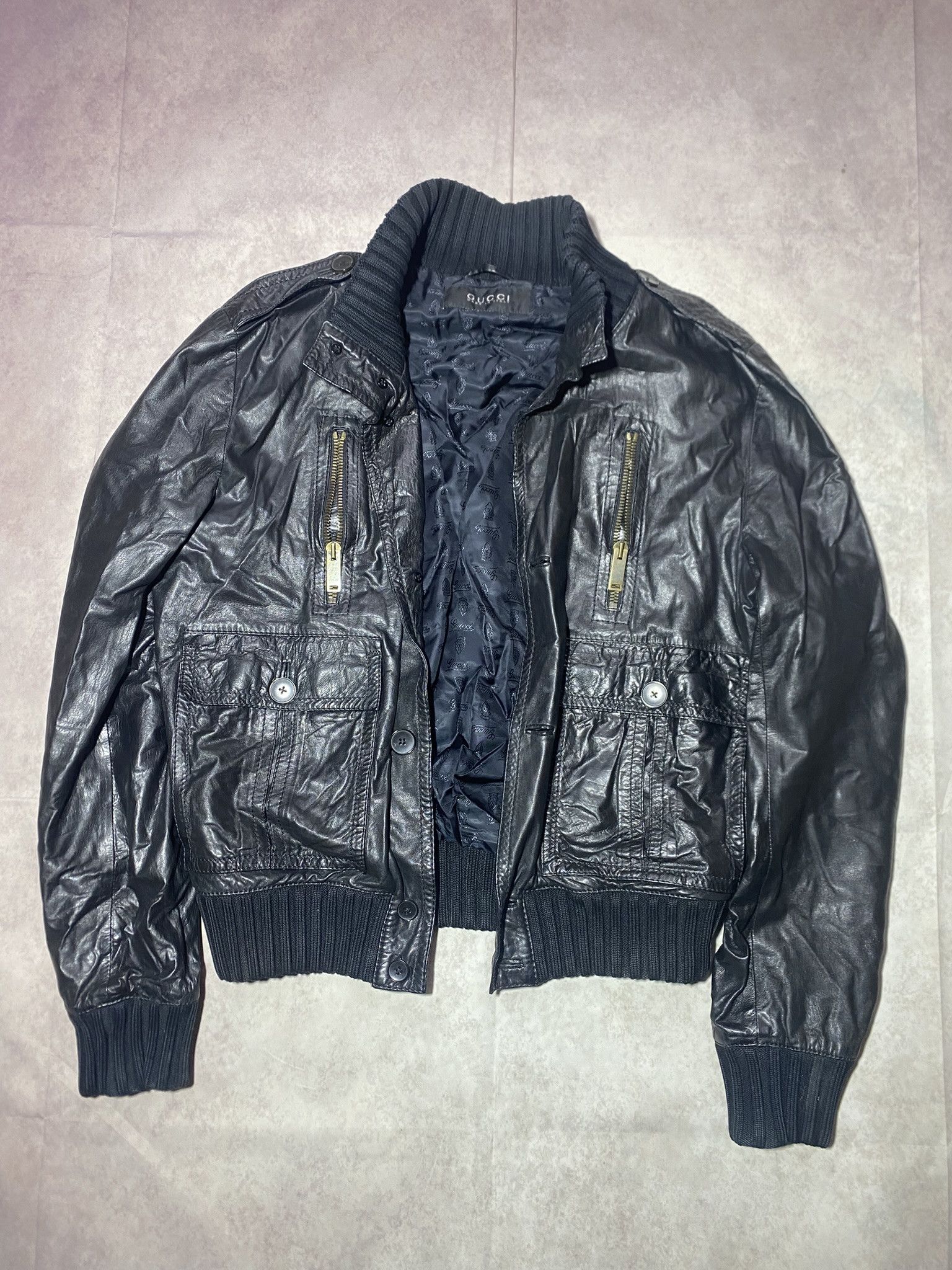 image of Gucci Madonna Leather Jacket (Ronaldo) in Black, Men's (Size XL)