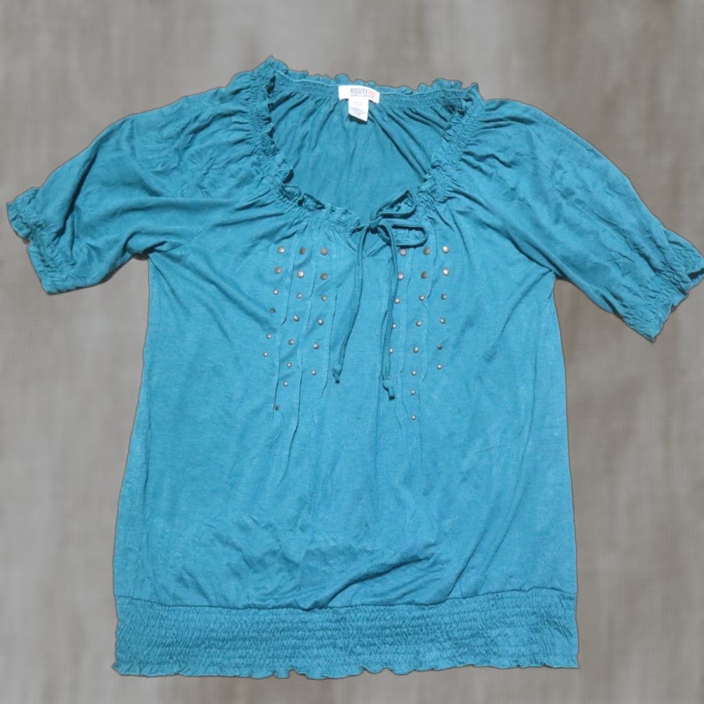 Route 66 Route 66 Shirt Women XL Light Blue Blouse Star Pattern 100% Cotton Vintage? No. Size XL / US 12-14 / IT 48-50 - 1 Thumbnail