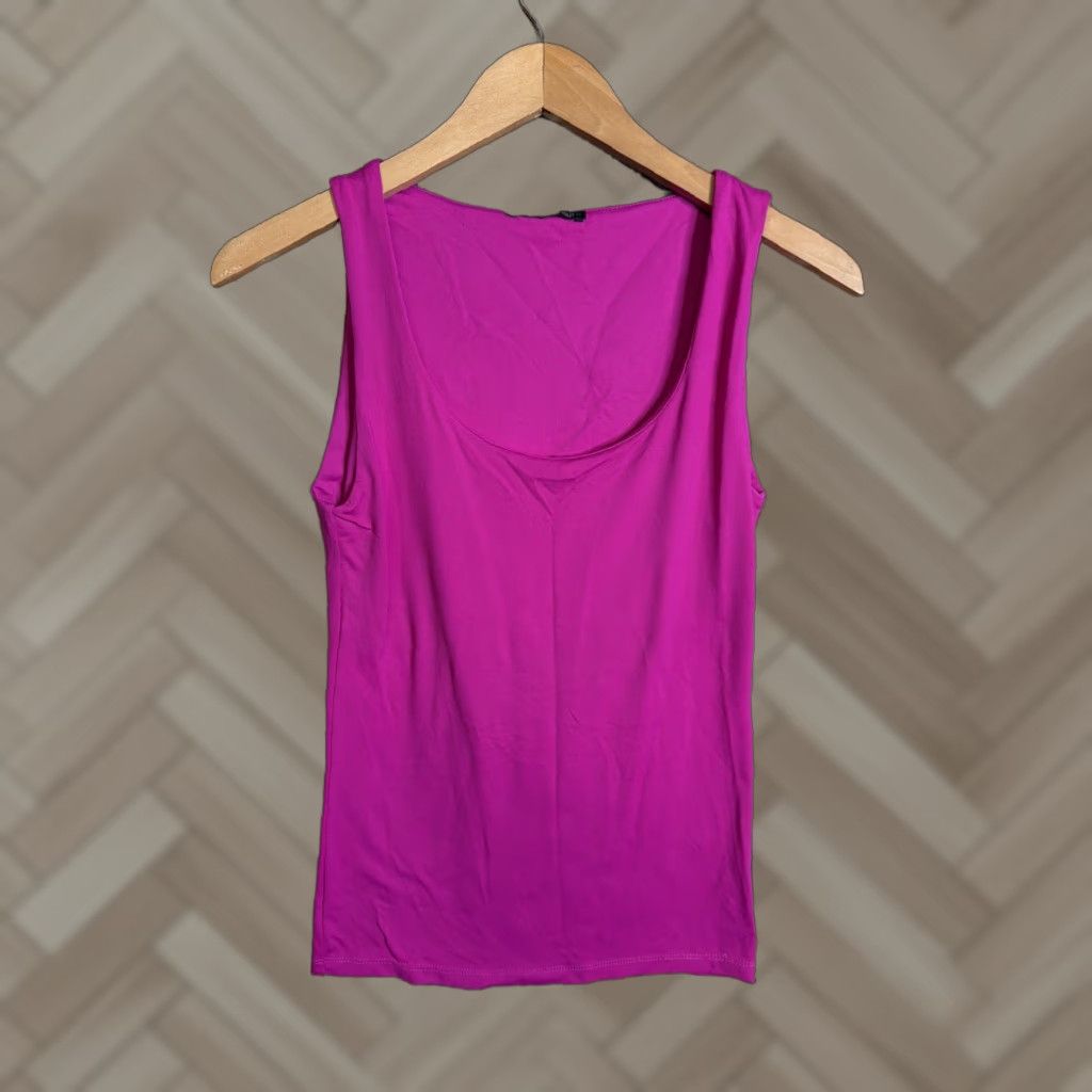 Zara Zara Womens Pink Fushia Top Bouse Size S Sleeveless Shirt Crew Neck Casual Cotton T-Shirt Short Sleeveless Padded Ruffle Basic Regular Womens Size S / US 4 / IT 40 - 1 Thumbnail