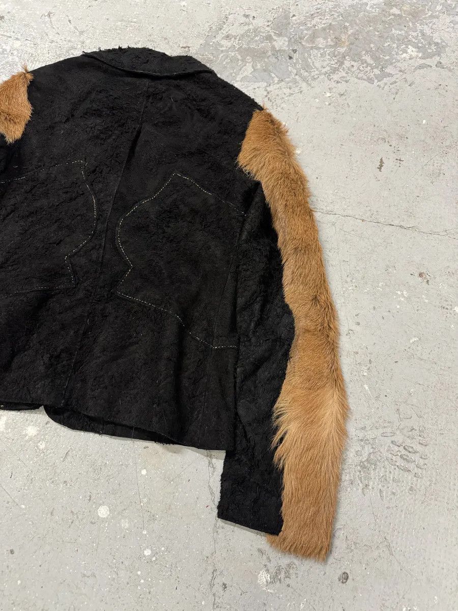 Just Cavalli 2000s Cavalli Black & Brown Fur Effect Distressed Blazer Size US S / EU 44-46 / 1 - 5 Thumbnail