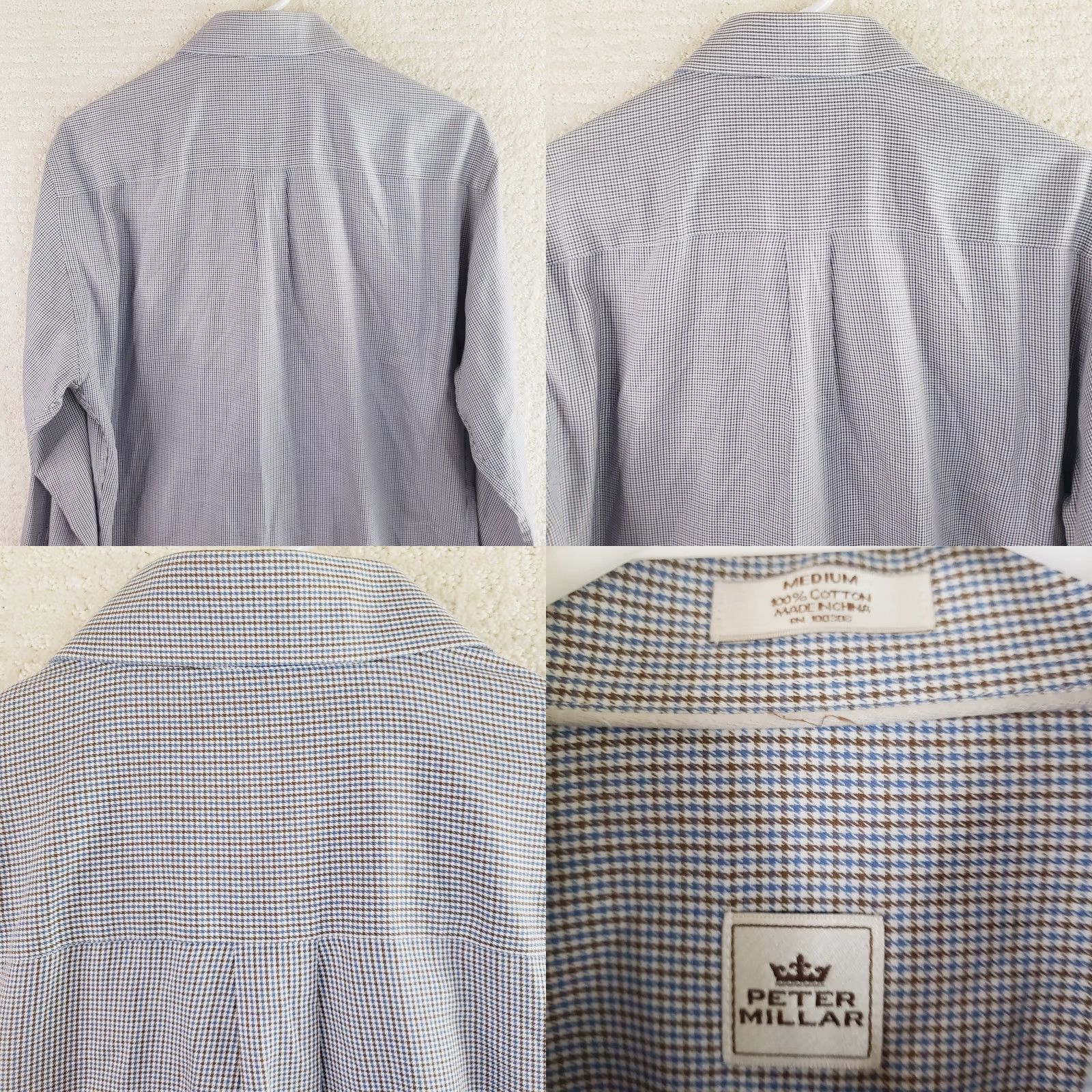 Peter Millar Peter Millar Men’s Dress Shirt M Blue Green White Check Button-Down Long Sleeve Shirt Mens Regular Redefined? Size 40R - 9 Thumbnail
