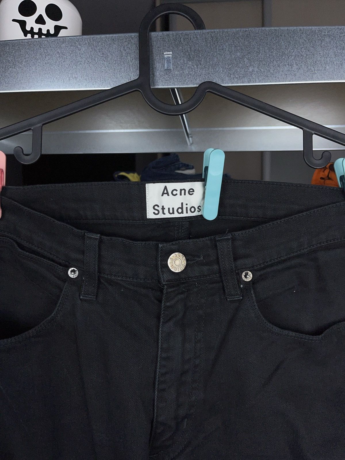 Acne Studios max stay cash cut leg top quality black jeans