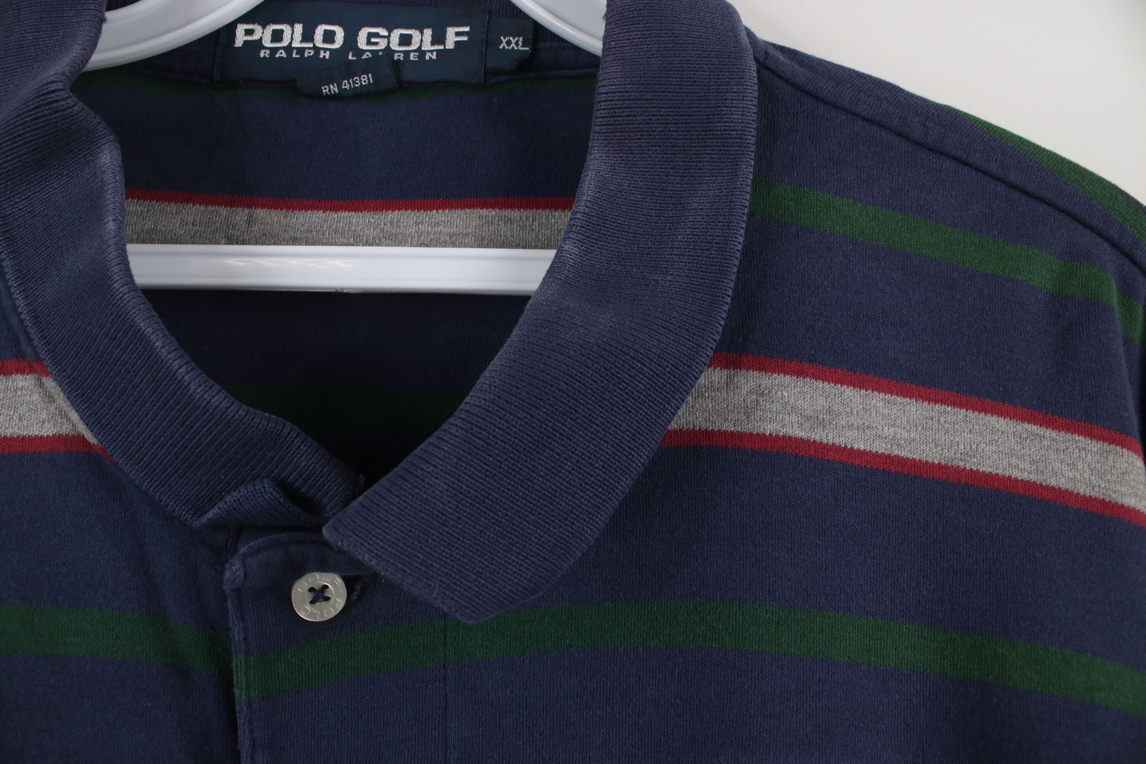 Ralph Lauren × Vintage Vintage 90s Ralph Lauren Spell Crest Striped Polo Shirt USA Size US XXL / EU 58 / 5 - 5 Thumbnail