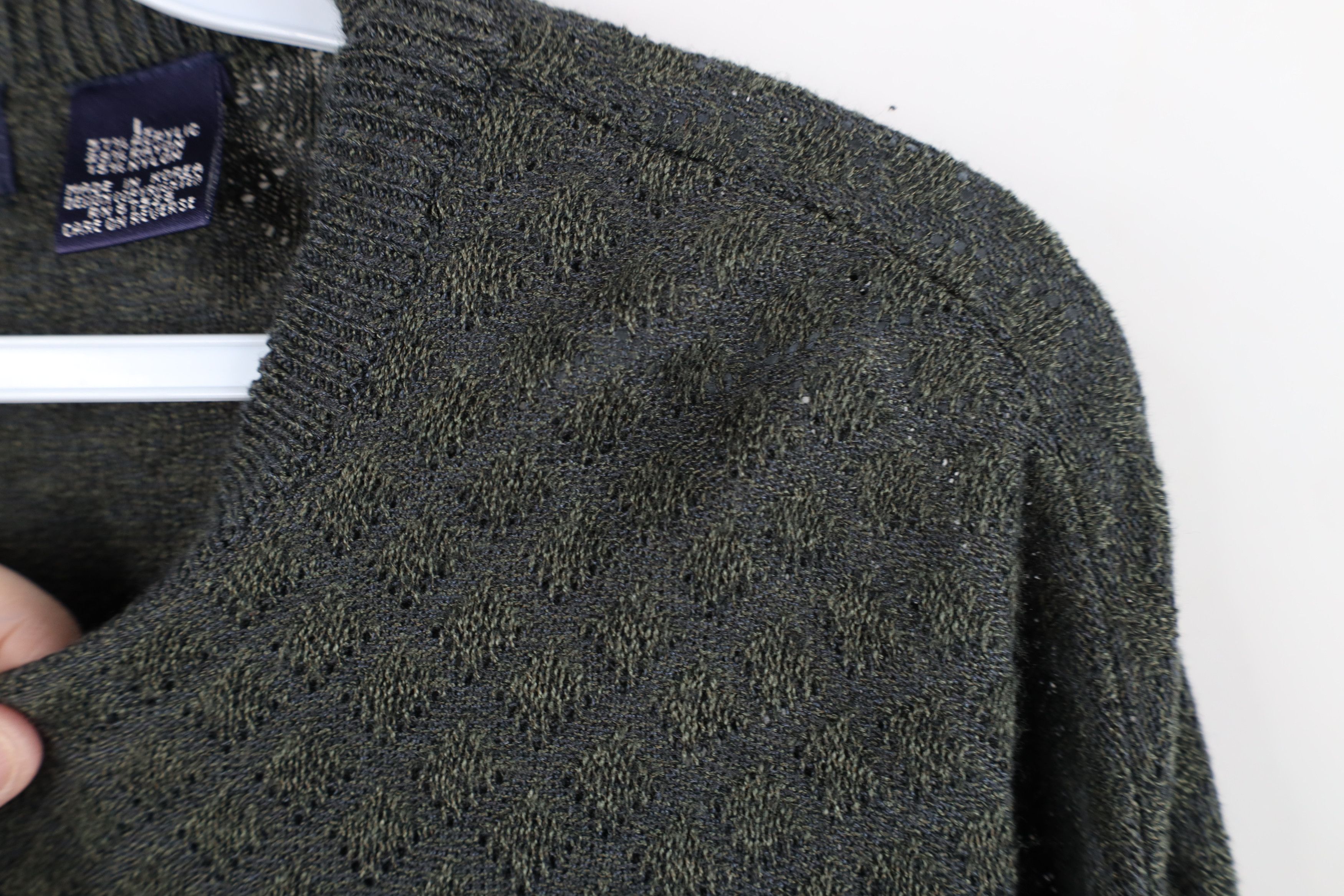 Vintage Vintage 90s Streetwear Diamond Knit Crewneck Sweater Green Size US L / EU 52-54 / 3 - 5 Thumbnail