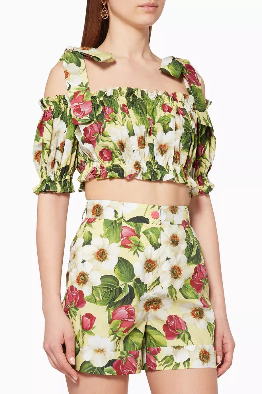 Dolce & Gabbana o1y0925 Floral-Print Crop Top in Multicolor Size XL / US 12-14 / IT 48-50 - 1 Thumbnail