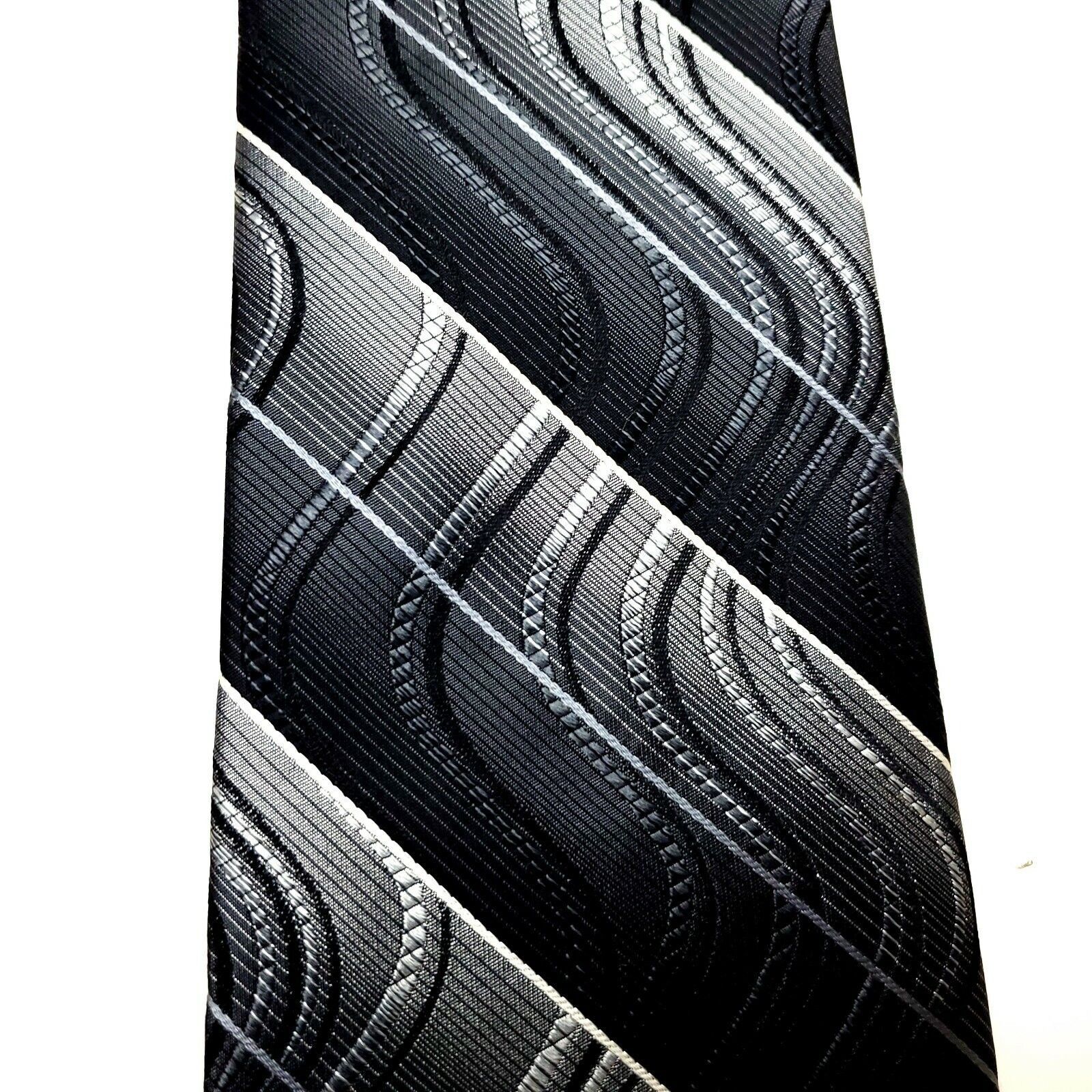 Pierre Cardin Pierre Cardin Silk Tie Woven Gray Abstract Wide Size ONE SIZE - 2 Thumbnail