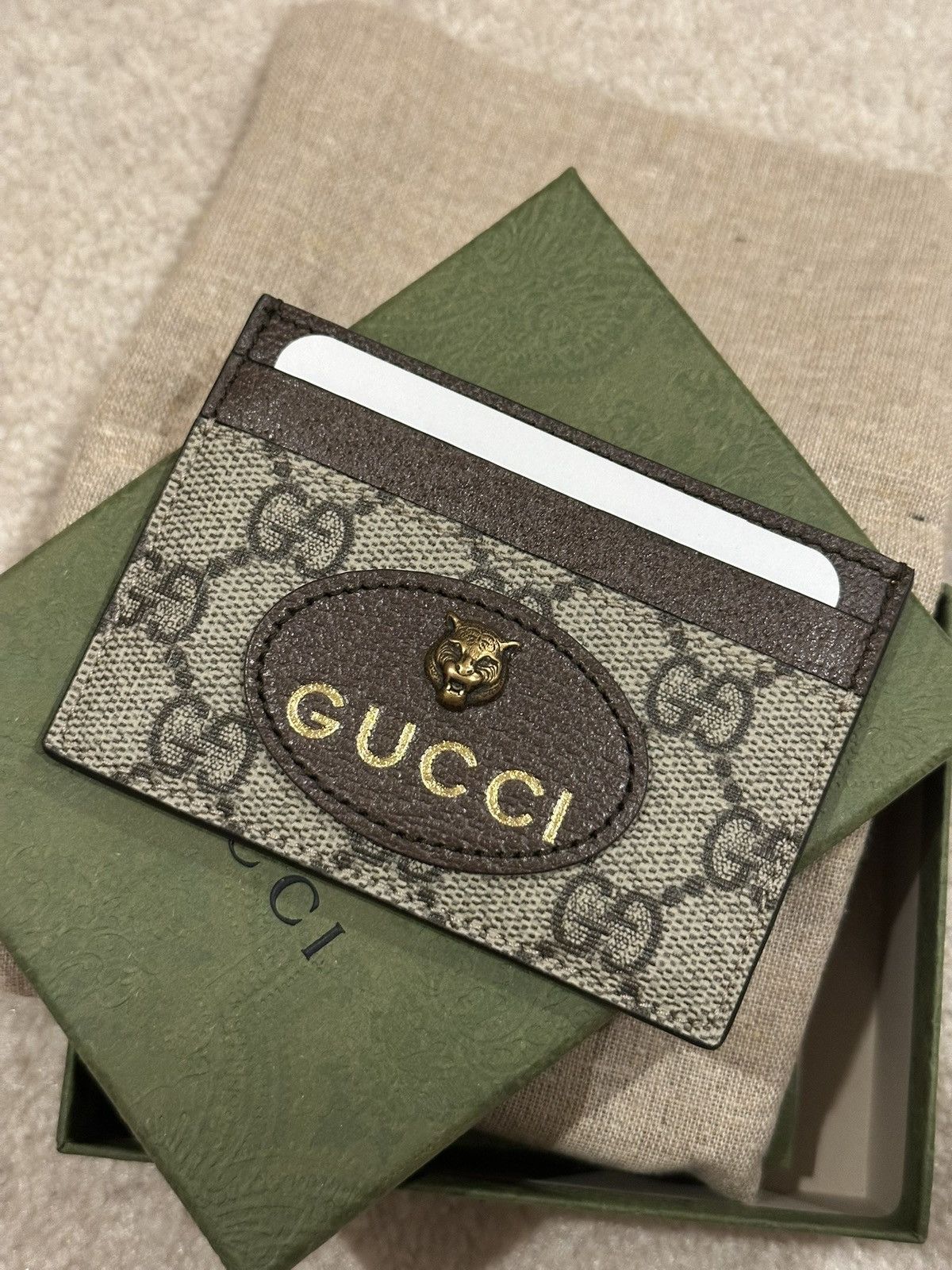Gucci GG Supreme Canvas Tiger Card Holder