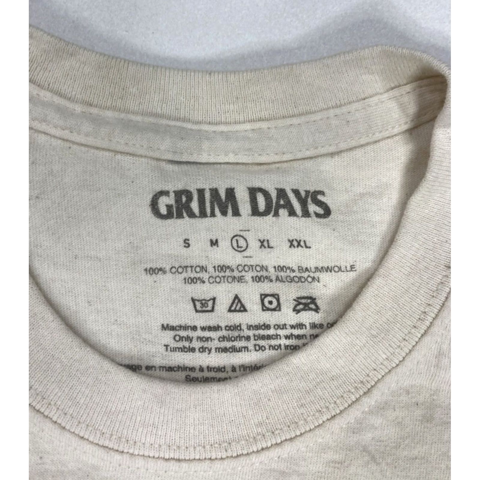 Vintage GRIM DAYS Grim Reaper Graphic T-shirt Men Large Shirt Short Sleeve Crew Neck Ivory Cotton Logo All Seasons 100% Authentic T-Shirt Mens L Size US L / EU 52-54 / 3 - 5 Thumbnail