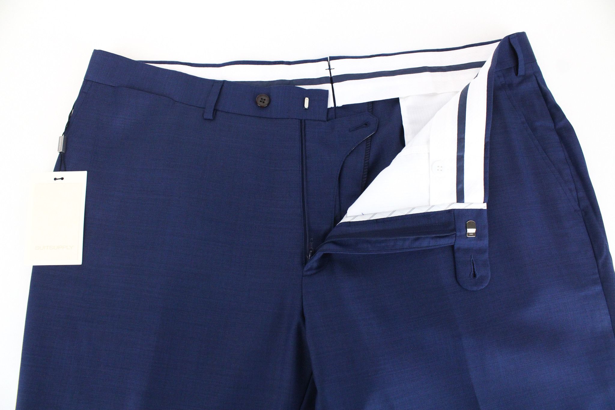 Suitsupply BRESCIA UK42R Blue Wool Trousers 66754 Size US 42 / EU 58 - 4 Thumbnail