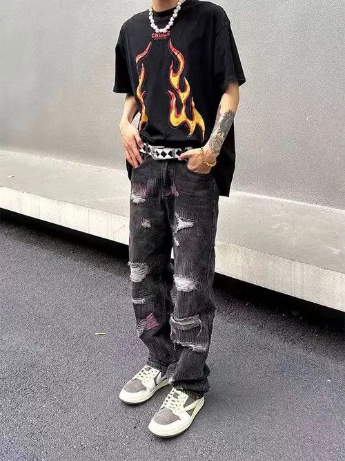 VIBE Vintage street hip-hop ripped loose black jeans Size US 30 / EU 46 - 4 Thumbnail