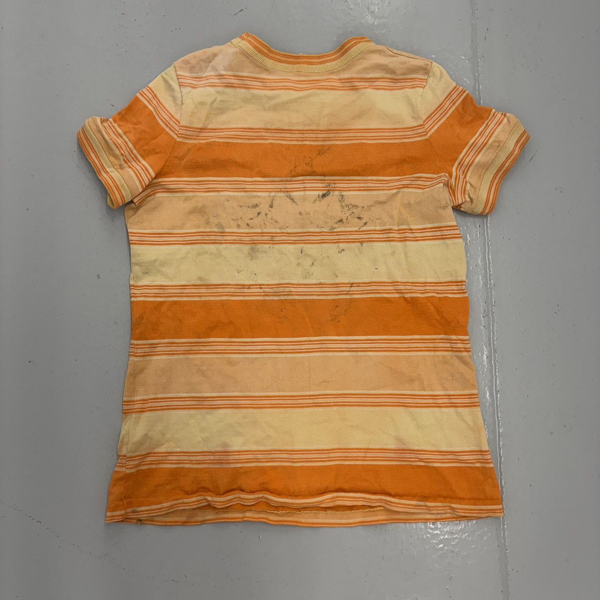 Other Vintage 60s Orange Striped Cotton Distressed T-Shirt Size US S / EU 44-46 / 1 - 2 Thumbnail