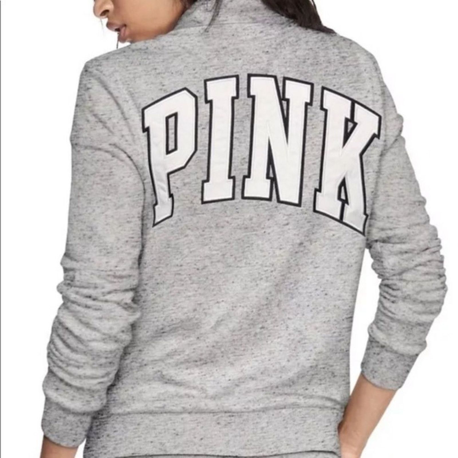 Pink PINK VICTORIA’S Grey Heathered Logo 1/4 Zip Sweat Top Sz XS Size XS / US 0-2 / IT 36-38 - 1 Thumbnail