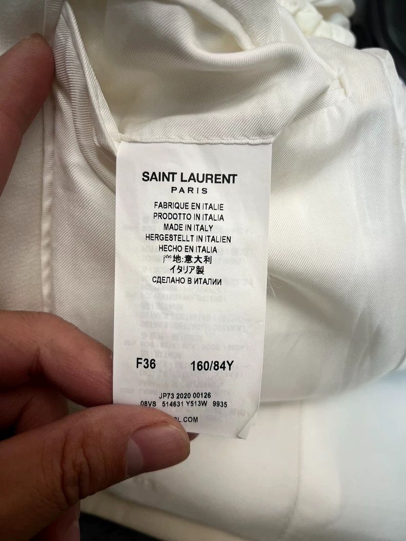Yves Saint Laurent Saint laurent Fall/Winter 20 Satin Sword Collar White Beige Size XS / US 0-2 / IT 36-38 - 5 Thumbnail