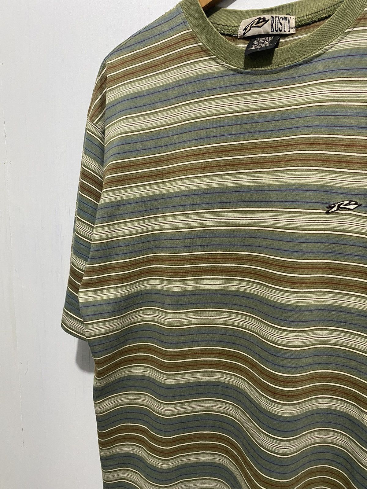 Rusty × Vintage Vintage 1980’s Rusty Surf Woven Textured Boxy T-Shirt Size US L / EU 52-54 / 3 - 5 Thumbnail
