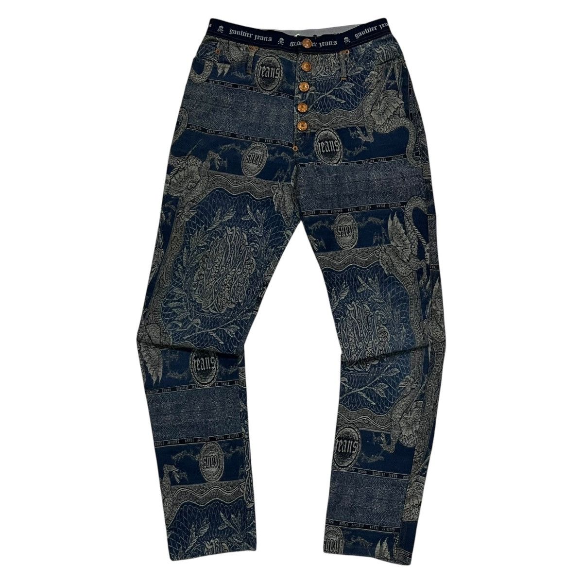 Jean Paul Gaultier × Vintage 💥RARE💥FW94 Jean Paul Gaultier Dragon Tatto Jeans Size US 28 / EU 44 - 1 Thumbnail