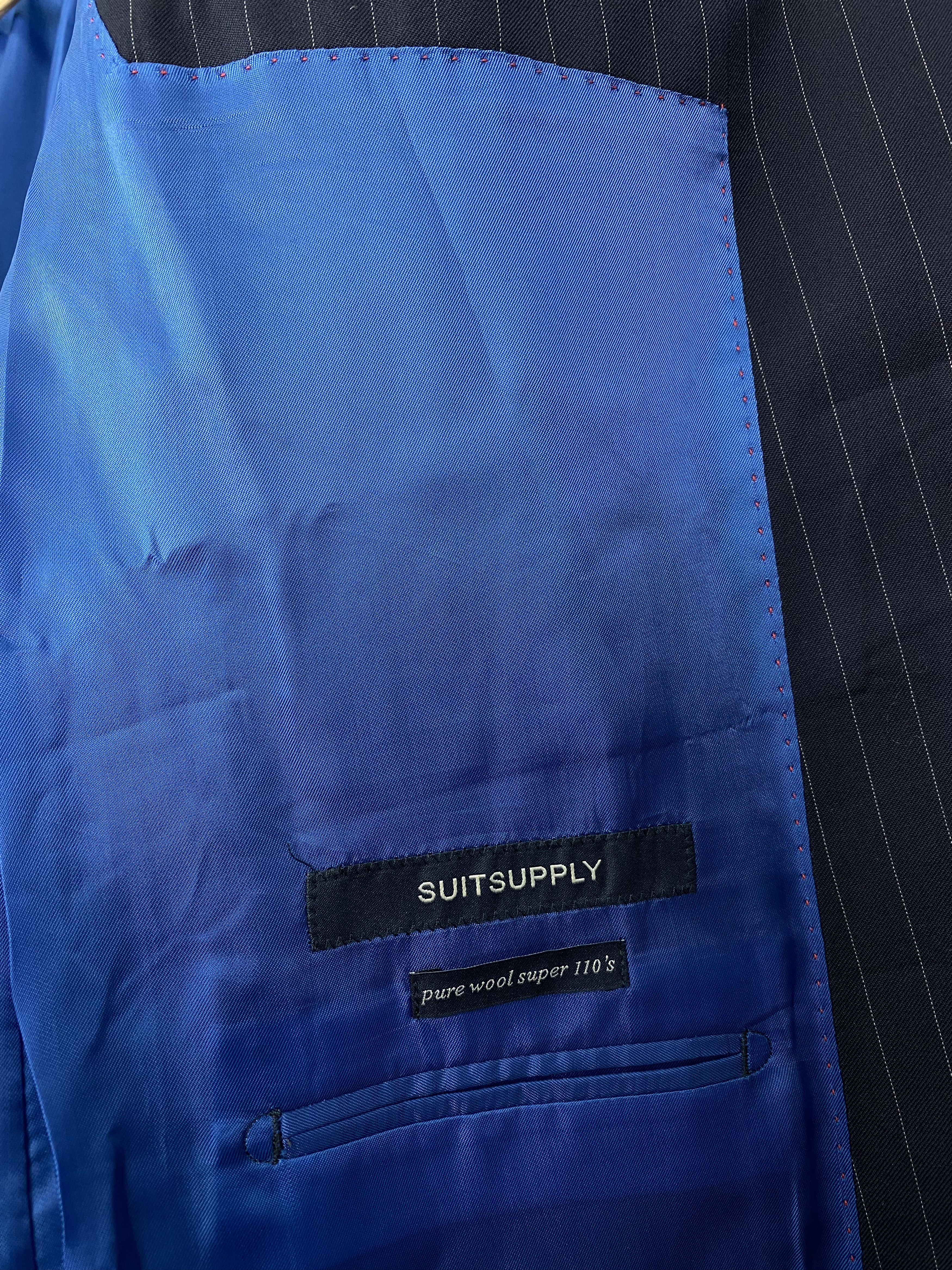 Suitsupply SUITSUPPLY Sevilha Striped Wool Navy Blazer Size 58 / US 48 Size 48R - 8 Thumbnail