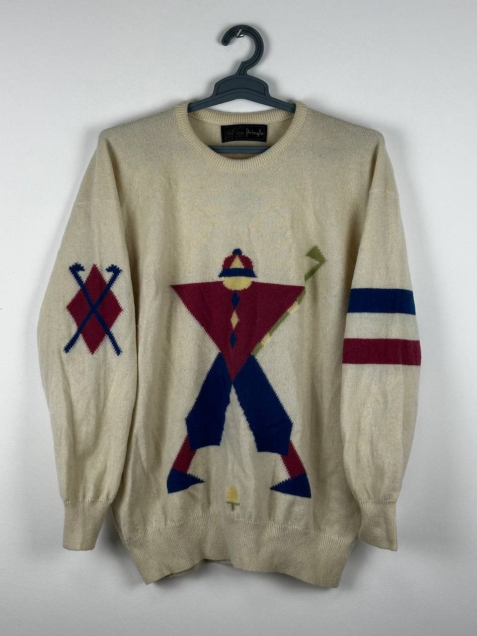 Pringle Of Scotland × Vintage Vintage Pringle Sports Pure Wool Abstract Geometric Sweater Size US L / EU 52-54 / 3 - 1 Thumbnail