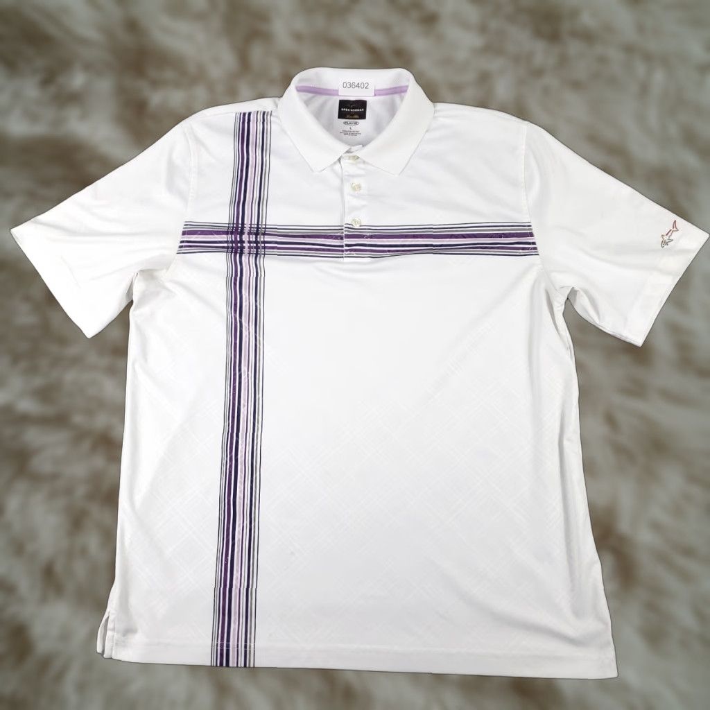 Vintage Greg Norman Polo Shirt Mens L White Logo Golf Casual Short Sleeve Shirt Size US L / EU 52-54 / 3 - 1 Thumbnail