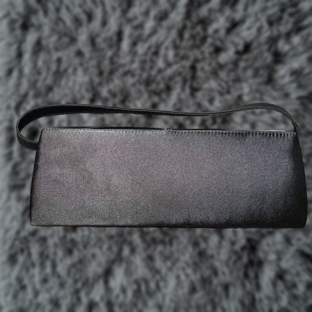 Vintage VINTAGE Black Satin Evening Shoulder Bag Old Hollywood Glam Formal Prom Size ONE SIZE - 1 Thumbnail