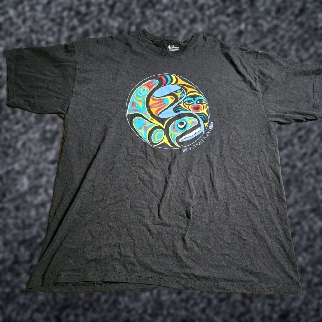 Native VINTAGE Native Northwest T-Shirt Men's 3XL Crew Neck Short Sleeve Cotton Black Aztec Travel Size US XXL / EU 58 / 5 - 1 Thumbnail