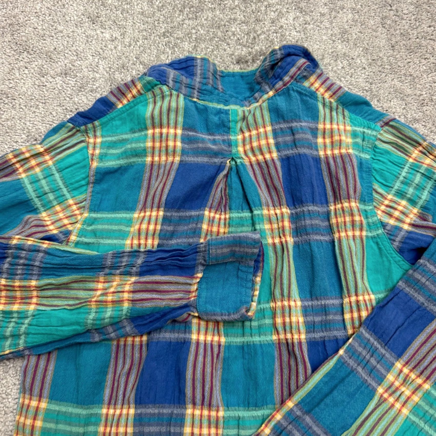 Vintage Woolrich Shirt Womens S Seersucker Button Down Teal Blue Green Long Sleeve Size S / US 4 / IT 40 - 4 Thumbnail