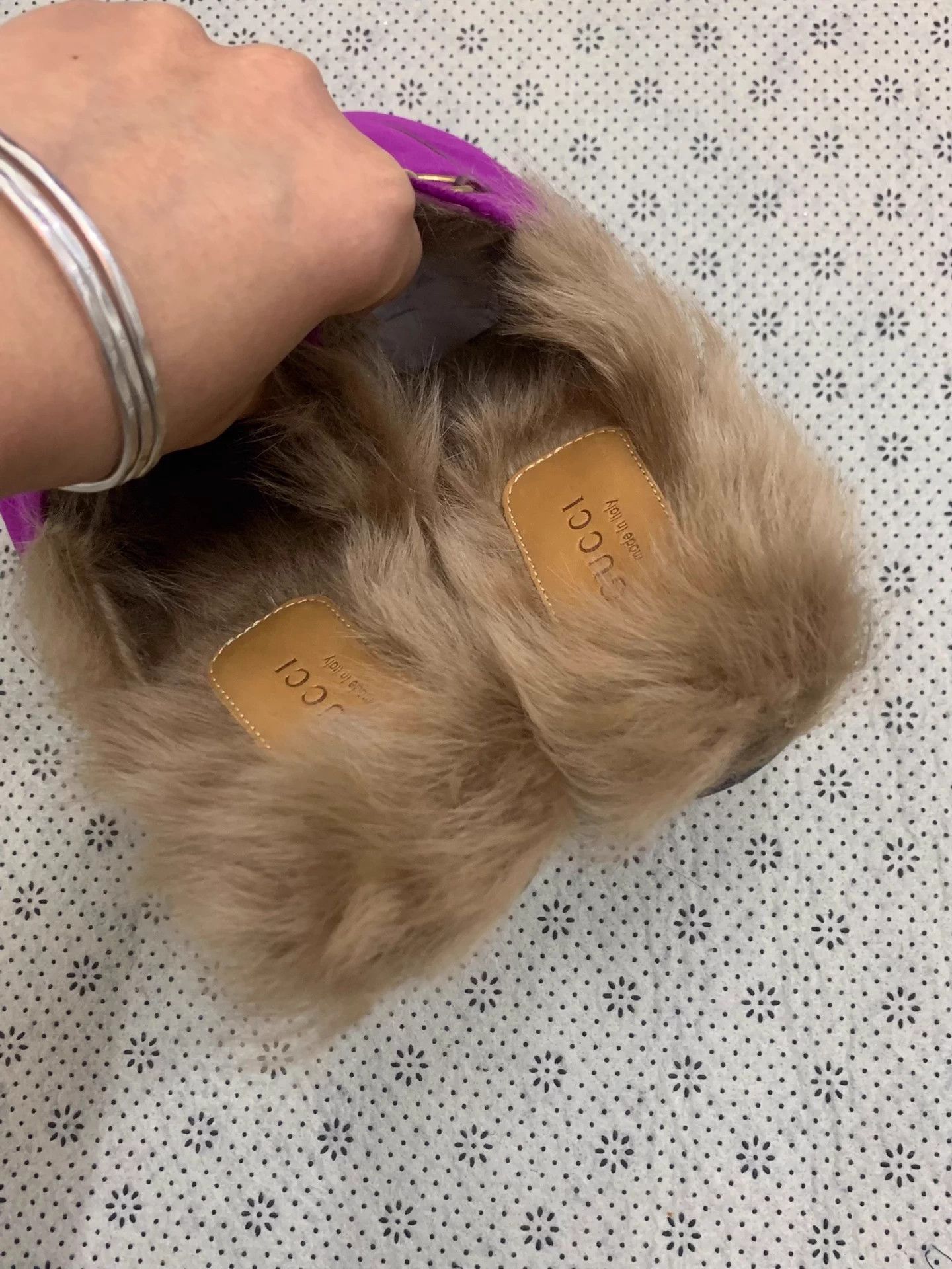 Gucci Gucci Classic Purple Satin Fur Mules New Dust Bag 36.5 Size US 5.5 / IT 35.5 - 3 Thumbnail