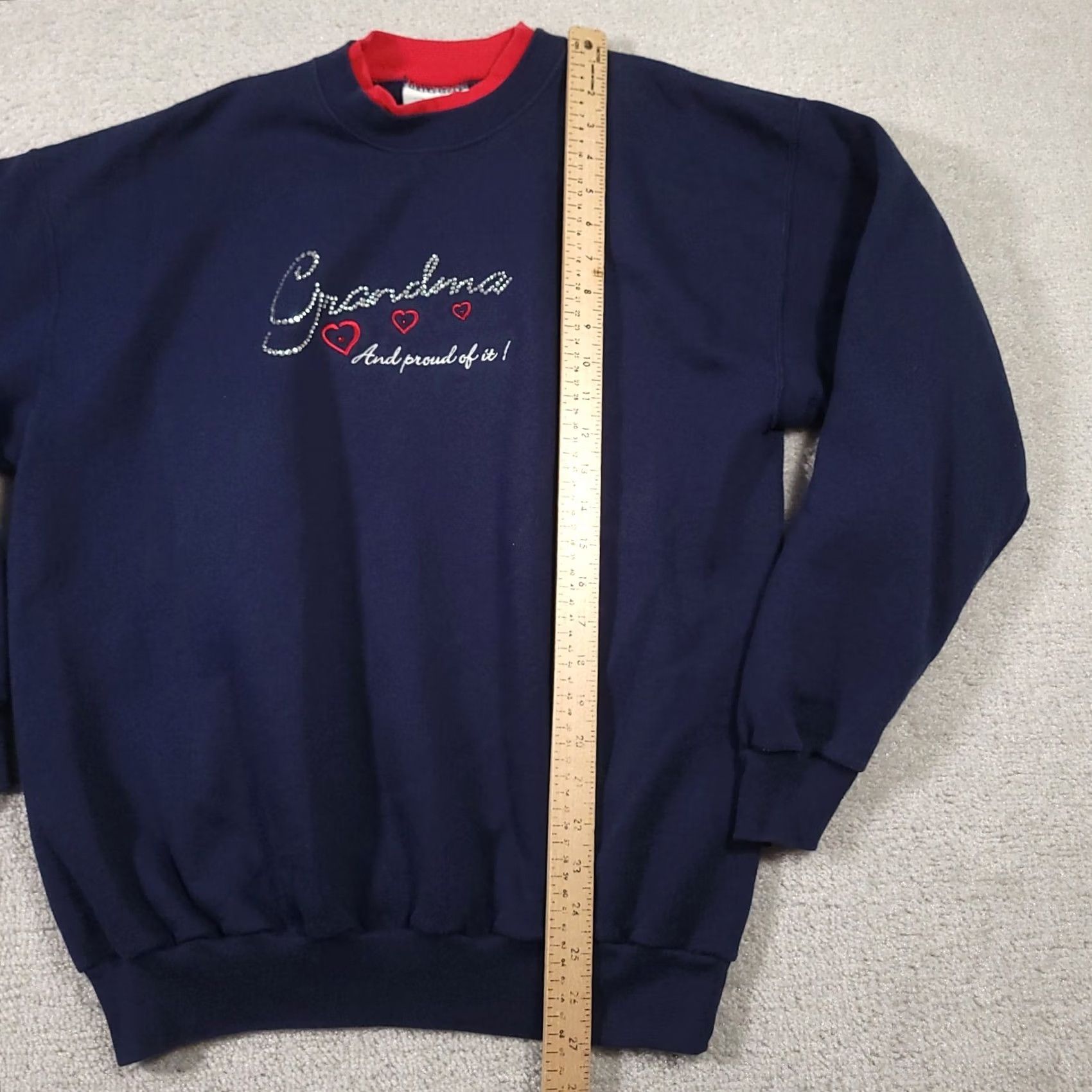 Vintage VINTAGE M&C Sportswear Grandma Sweater Embroidered Women’s Large Blue Pullover Crew Neck Knit - 90s Casual Regular Fit Sweatshirt (Womens) Size L / US 10 / IT 46 - 5 Thumbnail