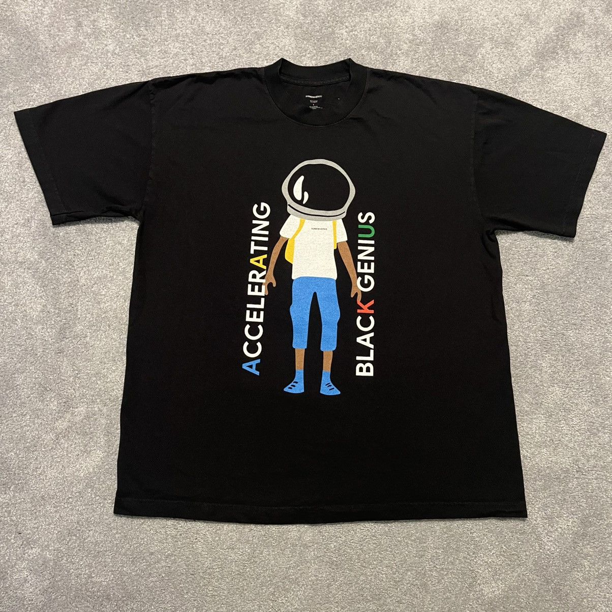 Vintage Somewhere Brand USA Accelerating Black Genius Google T Shirt Size US L / EU 52-54 / 3 - 1 Thumbnail