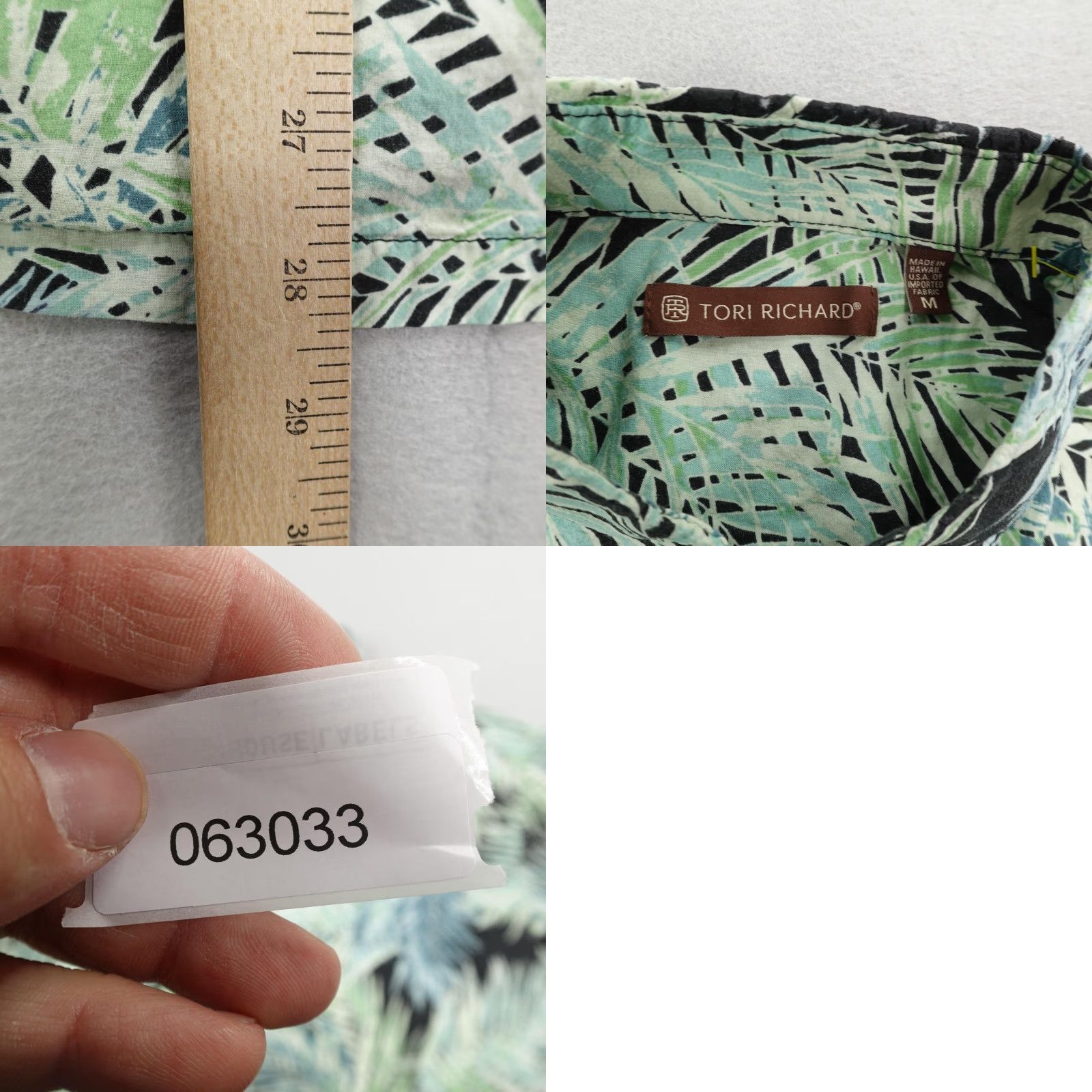 Tori Richard Tori Richard Shirt Mens Medium Hawaiian Palm Leaves Cotton Lawn Short Sleeve Aloha Beach Tropical Button-Up Mens Size US M / EU 48-50 / 2 - 8 Thumbnail